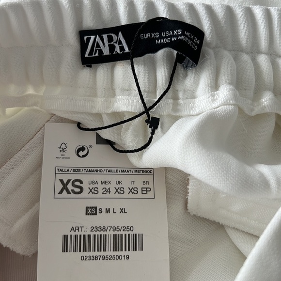 ZARA FLOWY High-Waisted WIDE LEG MENSWEAR STYLE PANTS WHITE 2338/795 NWT Size XS - Picture 14 of 14